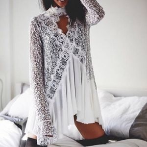 Free People Secret Origins Tunic Top Dress White